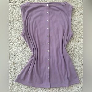 Abercrombie & Fitch Purple Sleeveless Button Shirt